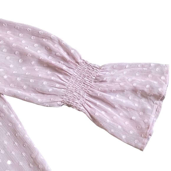 Promesa High Neck Textured Blouse With Bell Sleeve-Dusty Pink-Size Small-GUC - Picture 3 of 9